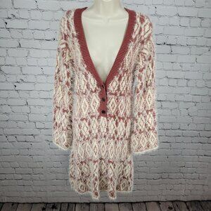 Free People Mulberry Cream Fuzzy Feelings Long Sleeve Soft Sweater Dress Medium